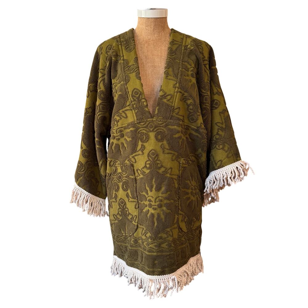Free People x Spell Pomelia Terry Throw Over Dress Island Green Oversize Large - Picture 5 of 14